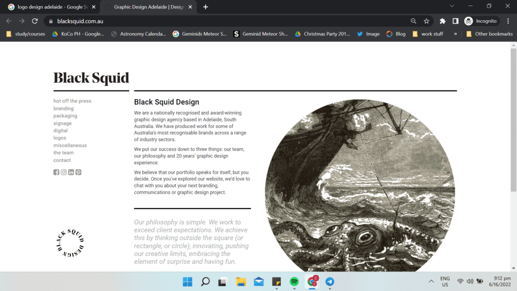 Black Squid Design Homepage
