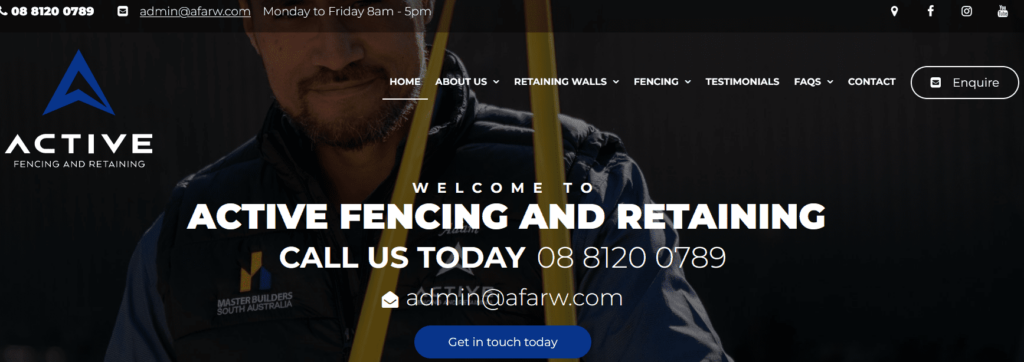 Active Fencing and Retaining - Adelaide, SA Homepage