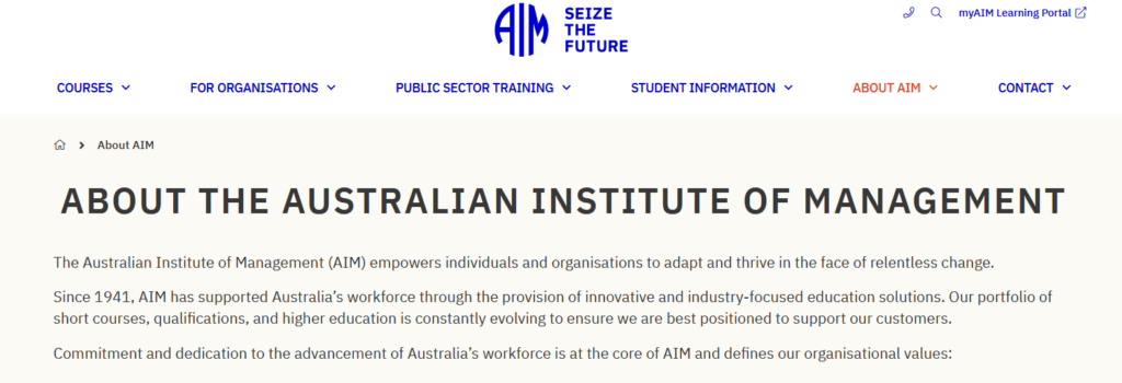 Australian Institute of Management (AIM) Homepage