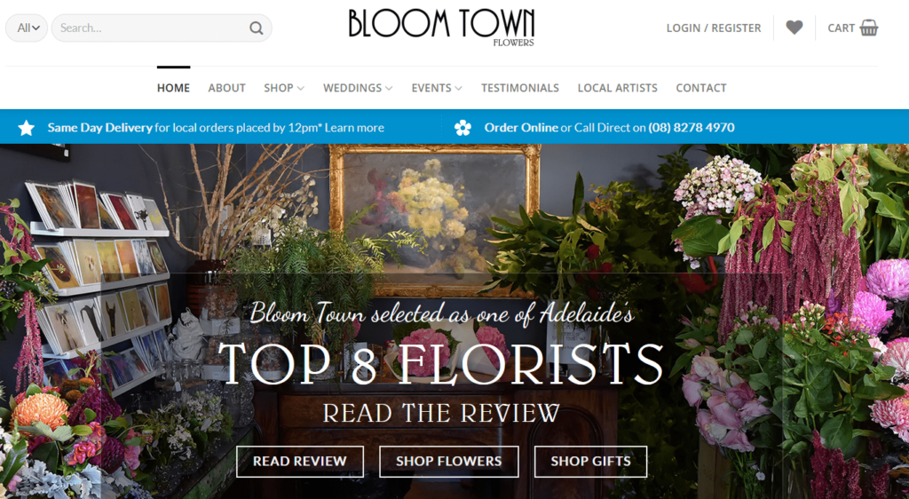 Bloom Town Flowers Homepage