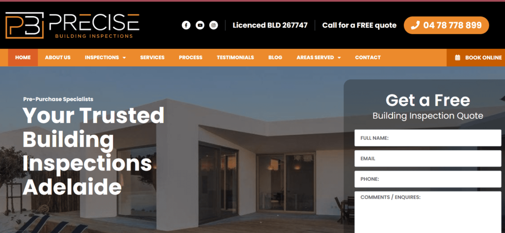 Precise Building Inspections Adelaide Homepage