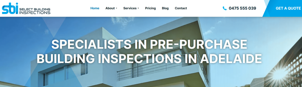 Select Building Inspections Adelaide Homepage