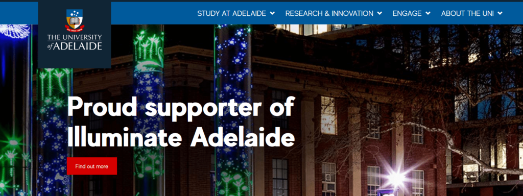 The University of Adelaide Homepage
