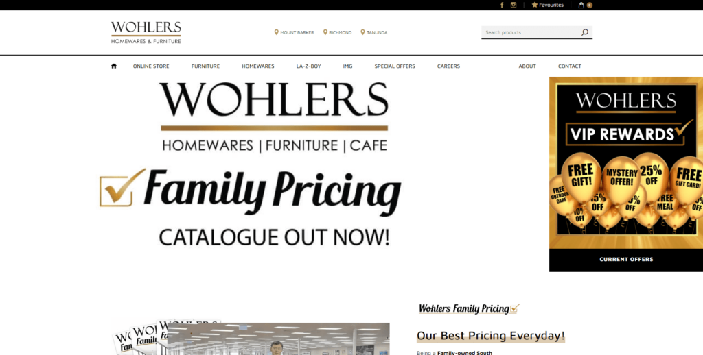 Wohlers Homewares and Furniture Homepage