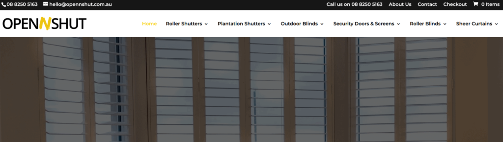 Open N Shut - Adelaide Roller Shutters, Outdoor Blinds & Plantation Shutters Homepage