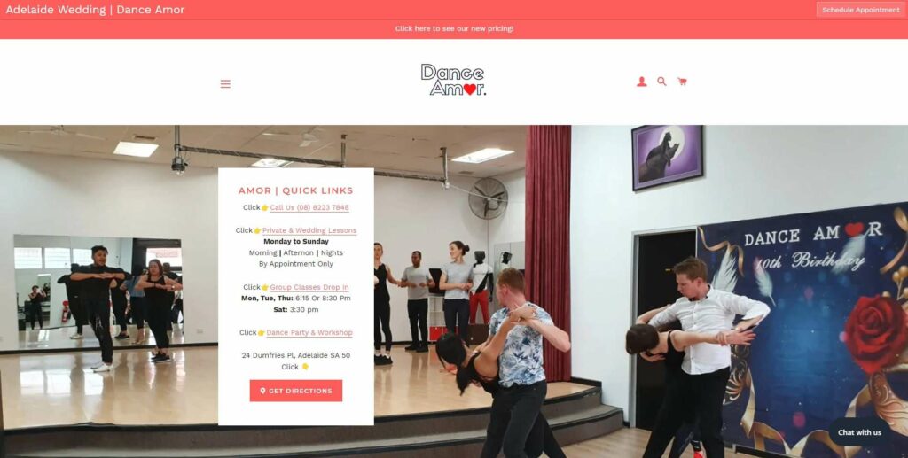 Dance Amor Studio Homepage