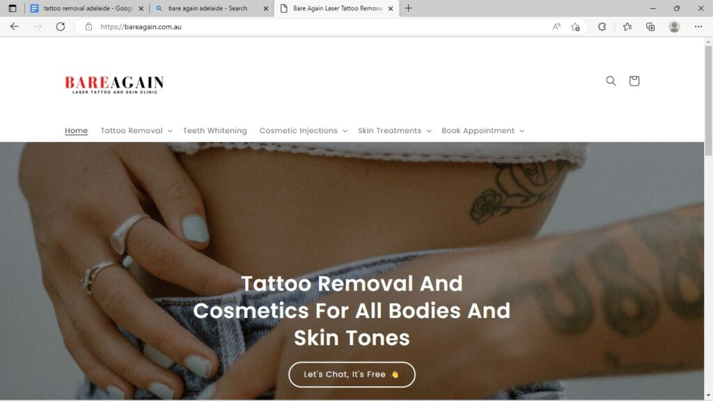 Bare Again Laser Tattoo Removal and Skin Clinic' Homepage