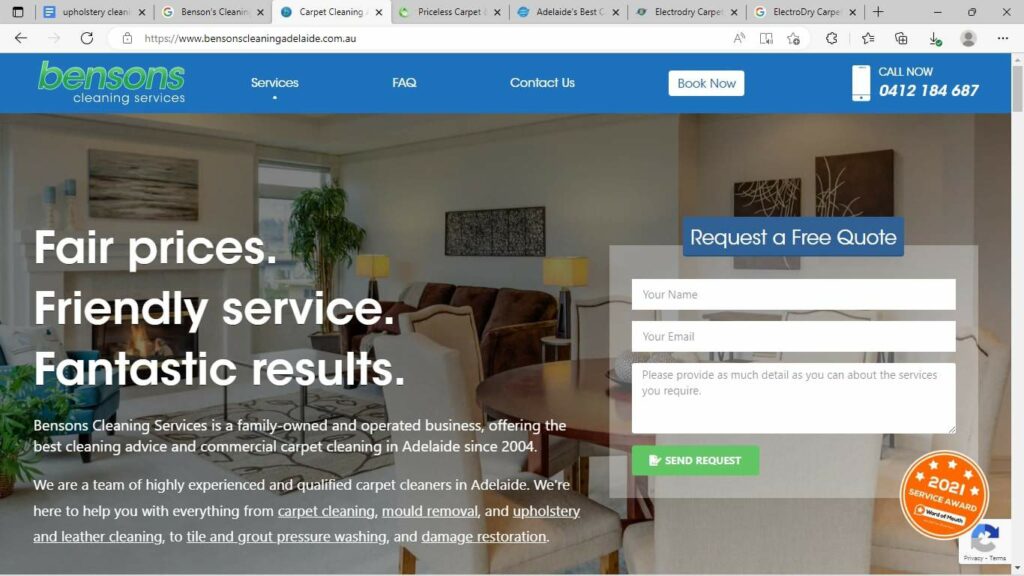Bensons Cleaning Services' Homepage