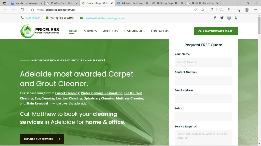 Priceless Carpet & Grout' Homepage