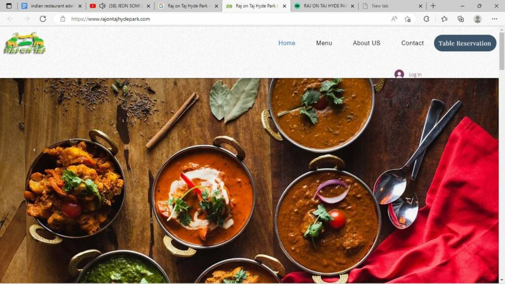 Raj on Taj Hyde Park' Homepage