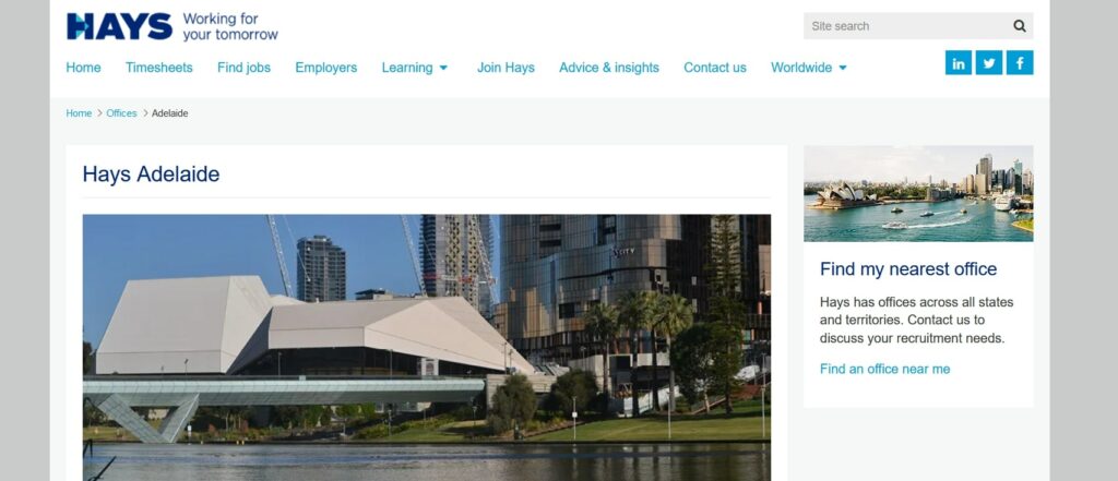 Hays - Recruitment Agency Adelaide Homepage