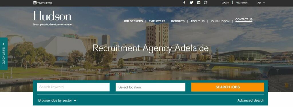 Hudson Recruitment Agency Adelaide Homepage