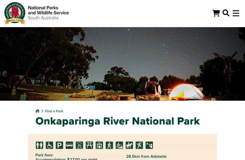 Pink Gum Campground, Onkaparinga River National Park Homepage