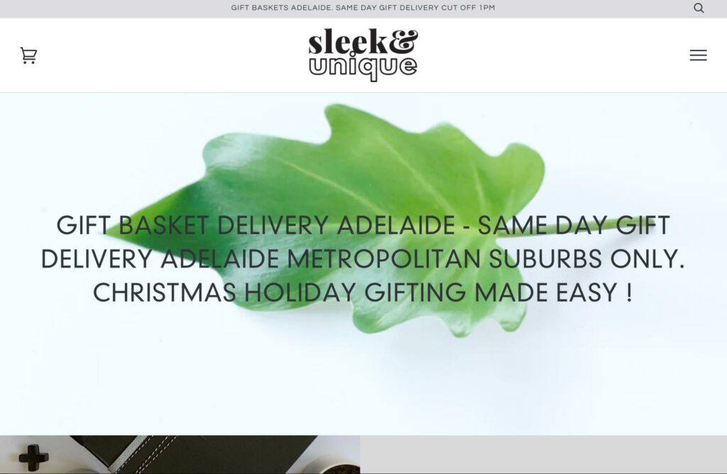 Sleek and Unique Gifts Homepage