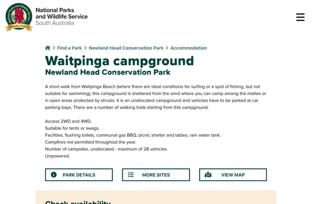 Waitpinga Campground Homepage