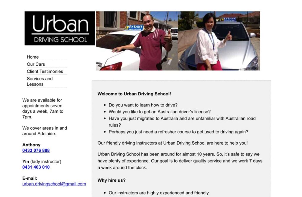 Urban Driving School's Homepage