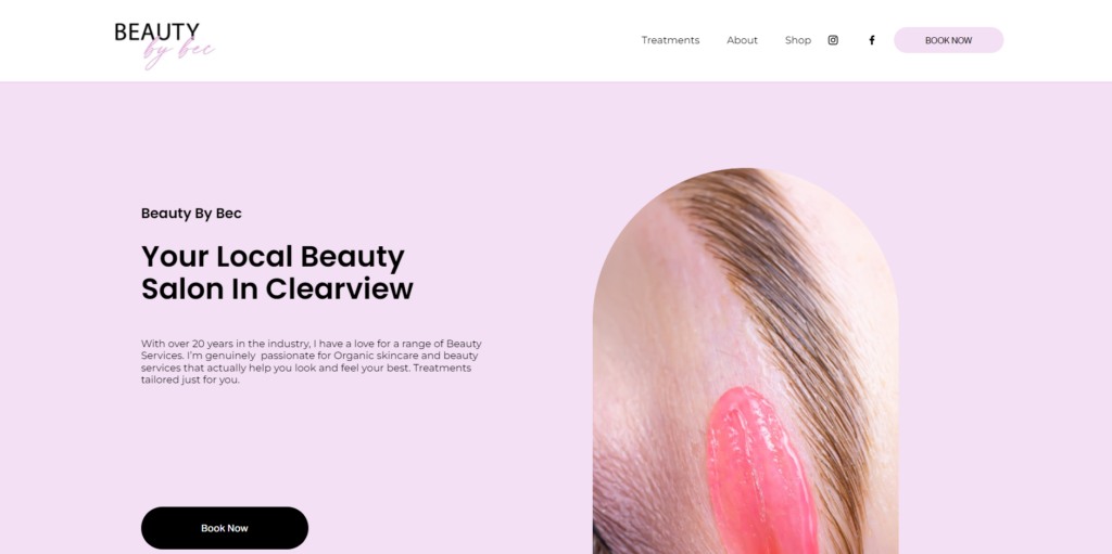 Beauty By Bec homepage