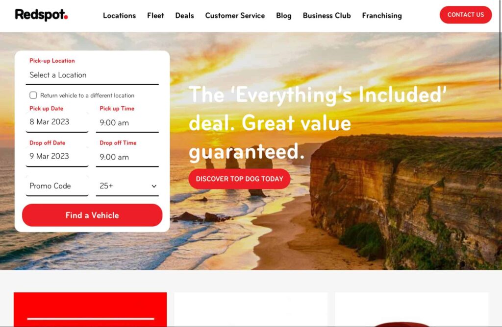 Redspot Car Rental's Homepage