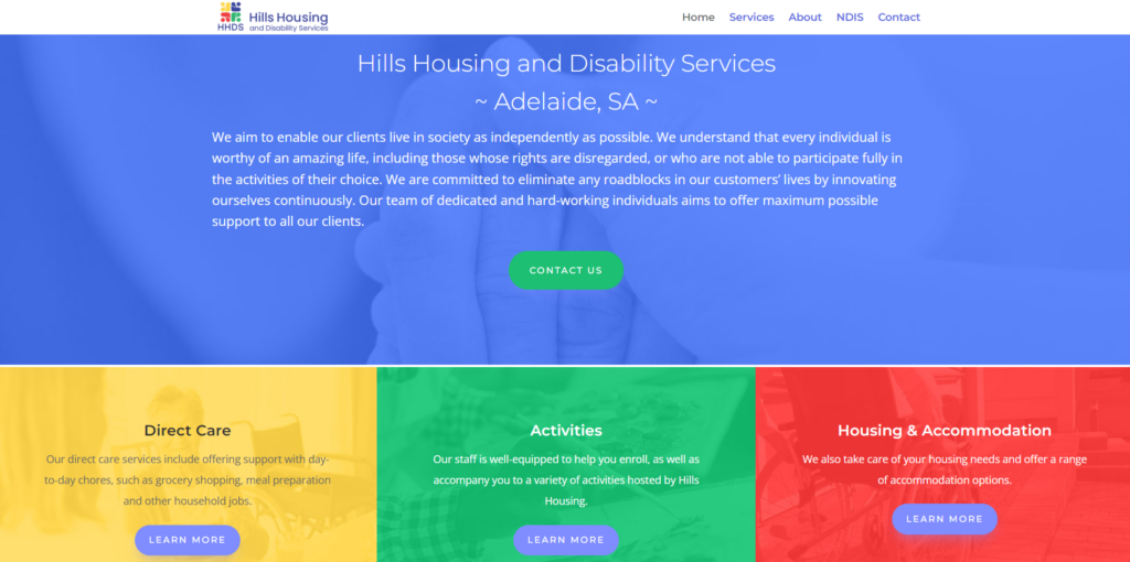 Hills Housing Disability Service homepage