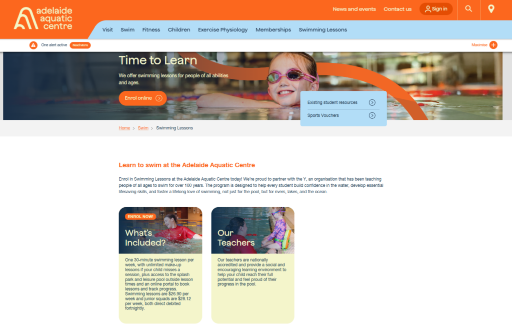 Adelaide Aquatic homepage